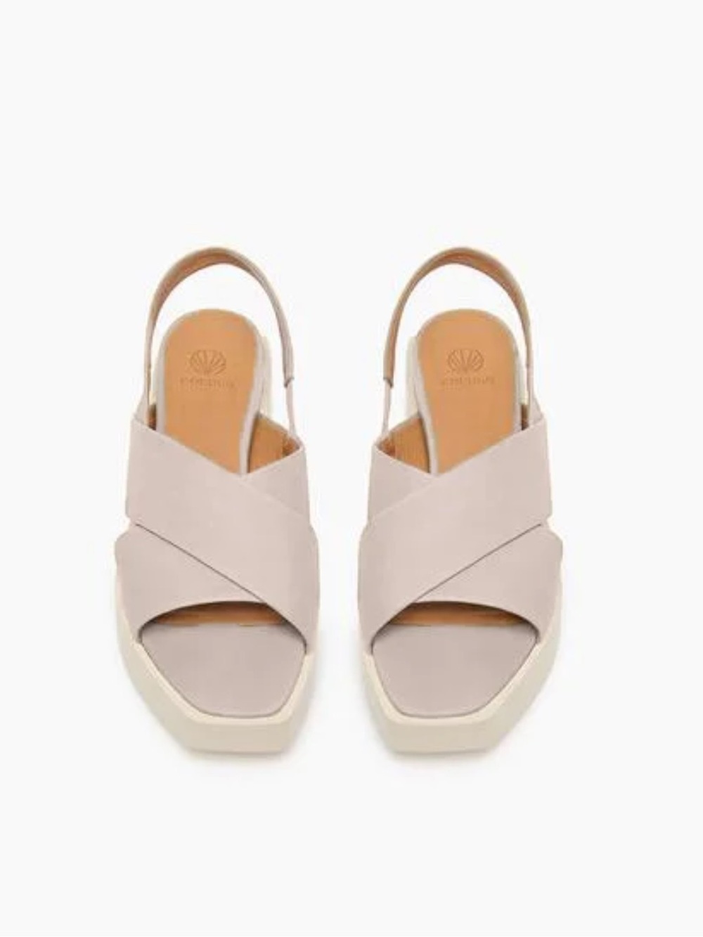 COCLICO Serena Crisscross Slingback Wedge in beige  Taupe